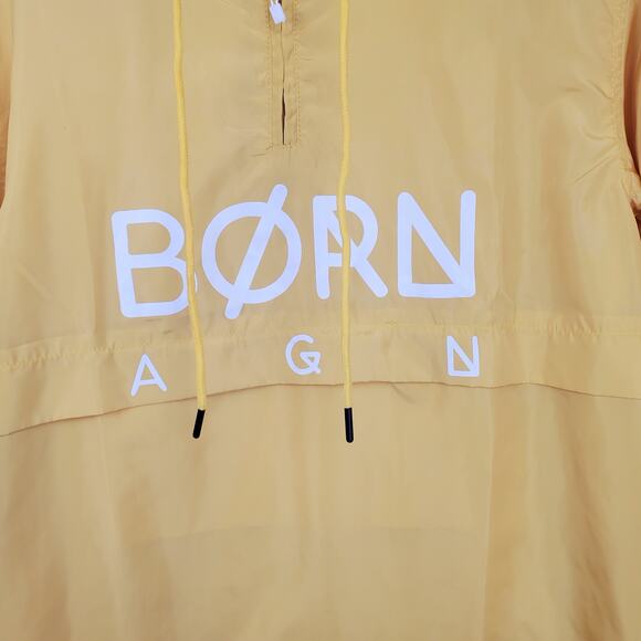 BORN AGAIN | Yellow  | Graphic Hooded WindBreaker Pullover Jacket | Medium - Picture 2 of 6
